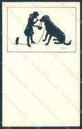 Animals Carus Dog Child Girl Silhouette serie 23 cartolina postcard TW1135 – fronte