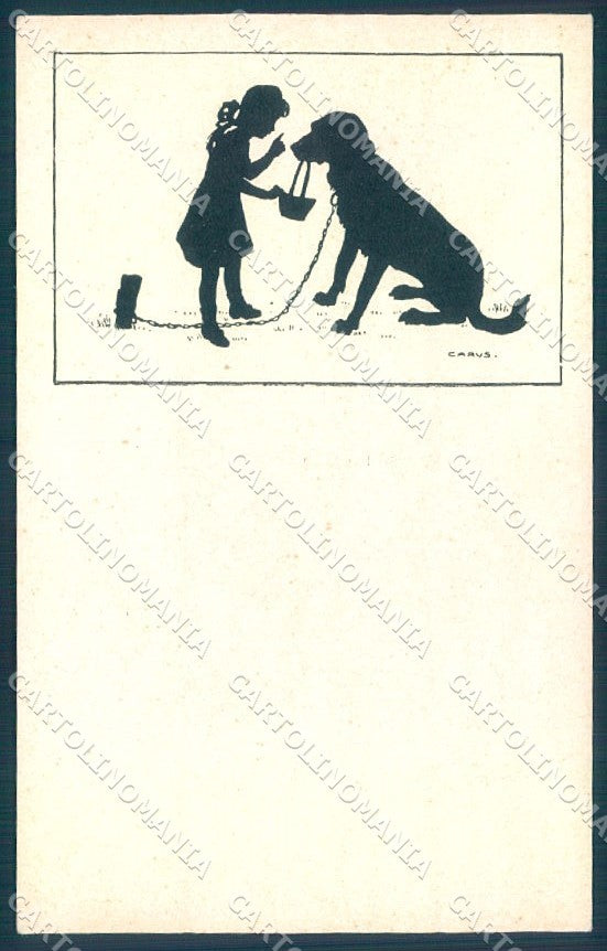 Animals Carus Dog Child Girl Silhouette serie 23 cartolina postcard TW1135 – fronte