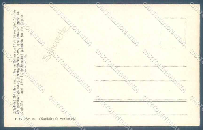 Animals Carus Dog Child Girl Silhouette serie 23 cartolina postcard TW1135 – retro