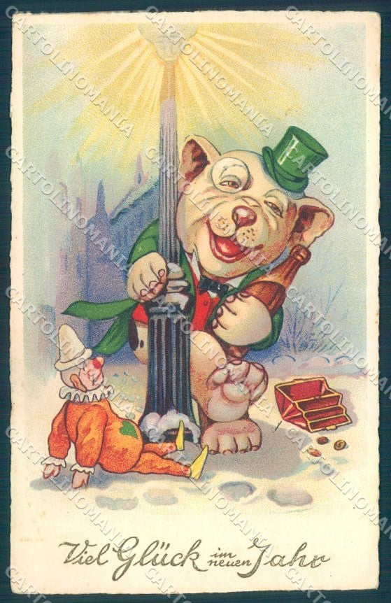 Animals Dog Bonzo Dressed Pierrot Puppet ERIKA serie 5021 postcard TW1165 – fronte