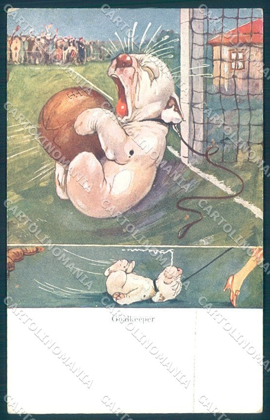Animals Dog Comic Soccer Sport BKWI serie Bonzo XVII-3 cartolina postcard TW1167 – fronte