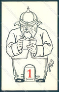 Animals Dog Dressed English Bulldog New Year serie 1288 postcard TW1220 – fronte