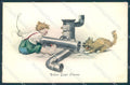 Animals Dog Comic Child New Year HC Vienne serie 204 cartolina postcard TW1362 – fronte