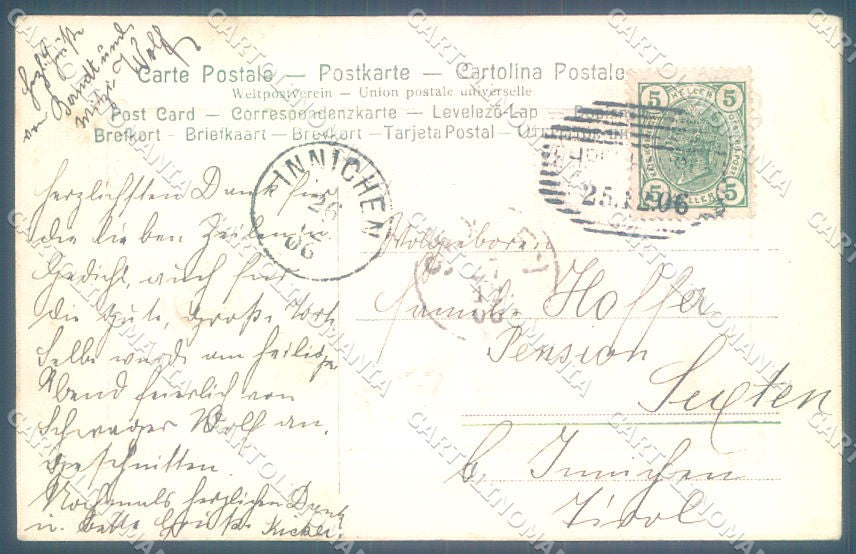 New Year Pig Four Leaf Clover Horseshoe Relief cartolina postcard TW1420 – retro