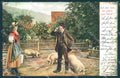 Artist Signed Animals Pig Lady Man serie 1584 cartolina postcard TW1422 – fronte