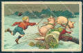 New Year Pig Child Money Four Leaf Clover Relief 2255 CORNER CREASE pc TW1424 – fronte