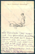 Artist Signed Hendschel Pig Girl Cat serie 16 postcard TW1427 – fronte