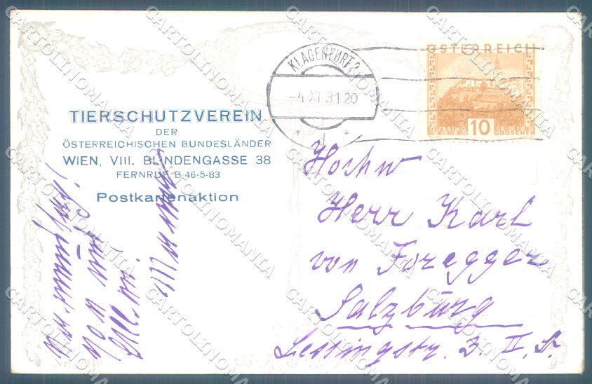 Artist Signed Strecker Animals Pig Bird BKWI 2249 cartolina postcard TW1429 – retro
