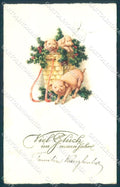 New Year Pig Four Leaf Clover serie 3148 cartolina postcard TW1434 – fronte