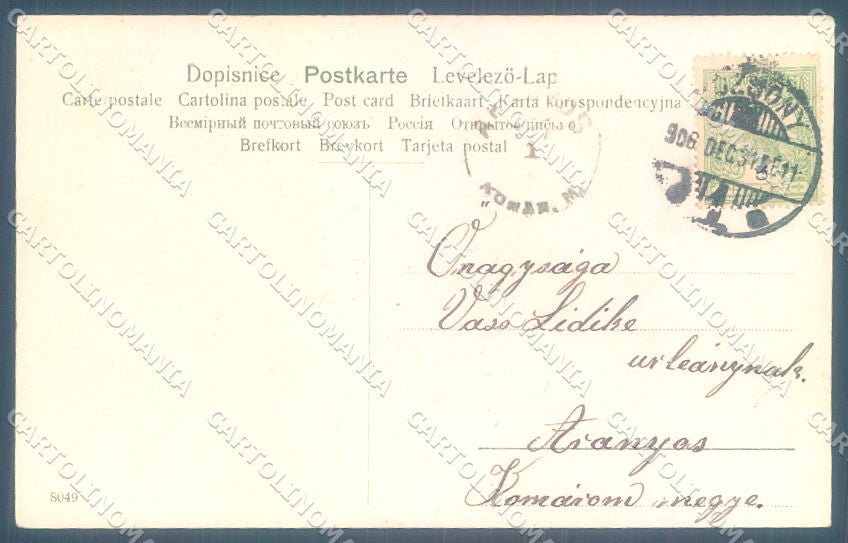 New Year Pig Horseshoe Man Lady serie 8049 cartolina postcard TW1451 – retro