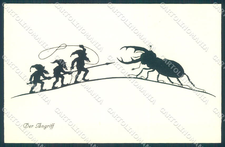 Artist Signed Josefine Allmayer Gnome Silhouette serie 1-511 Insect pc TW1458 – fronte