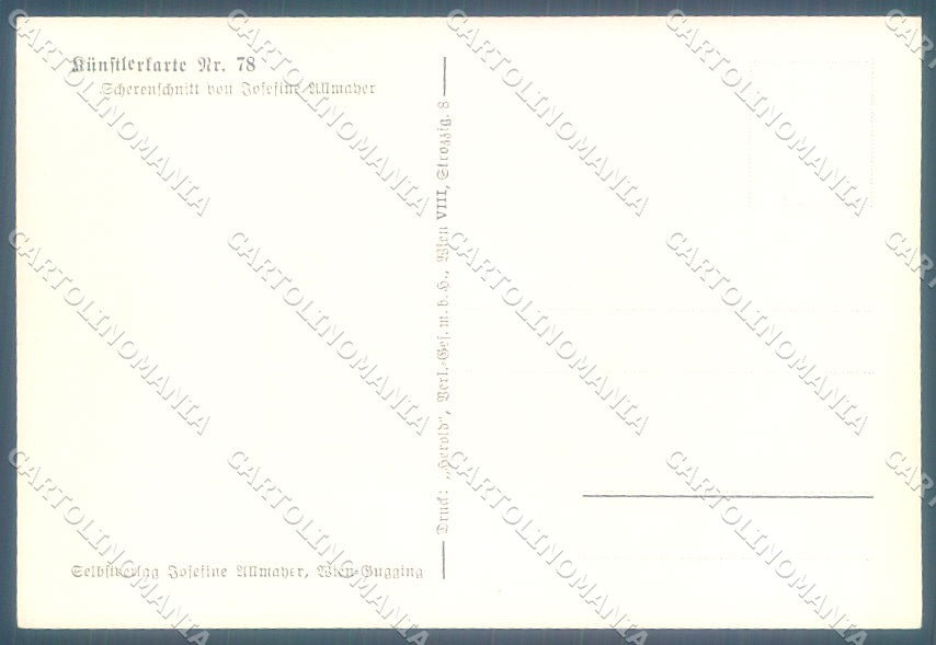Artist Signed Josefine Allmayer Gnome Silhouette Bird serie 78 postcard TW1462 – retro
