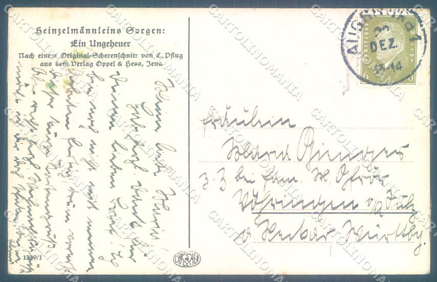 Artist Signed Pflug serie 27 Gnome Silhouette cartolina postcard TW1463 – retro