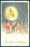 New Year Gnome Winter Landscape serie 8472 cartolina postcard TW1464 – fronte