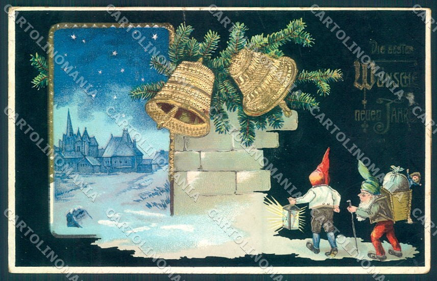 New Year Gnome Bell serie 8368 cartolina postcard TW1478 – fronte