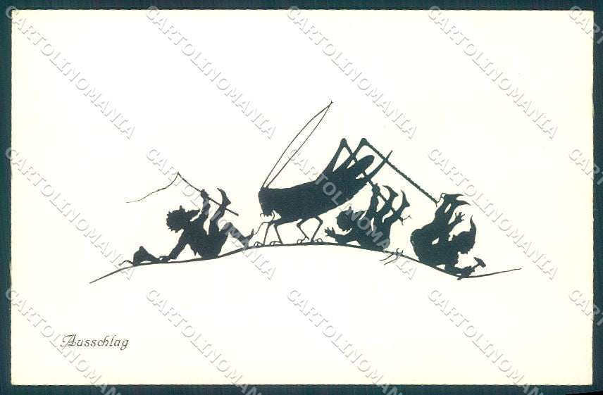 Artist Signed Josefine Allmayer Gnome Silhouette serie II-516 Insect pc TW1479 – fronte