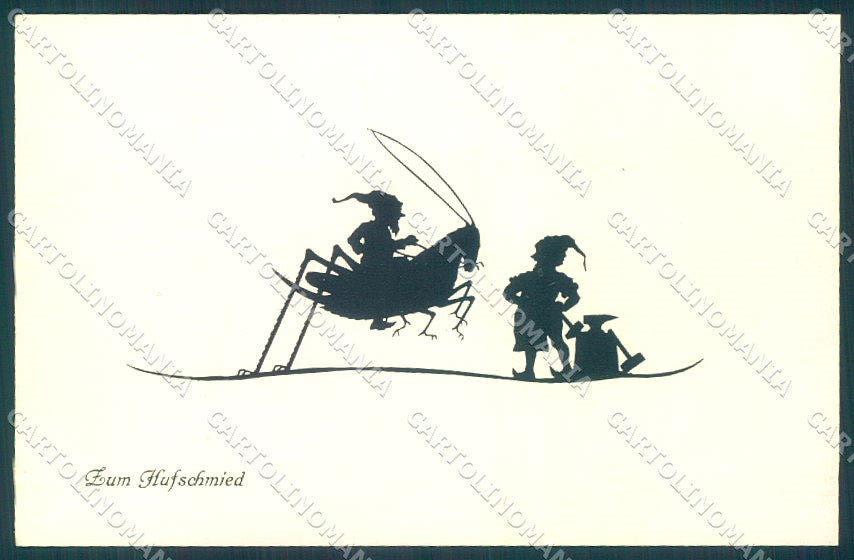 Artist Signed Josefine Allmayer Gnome Silhouette serie II-514 Insect pc TW1480 – fronte