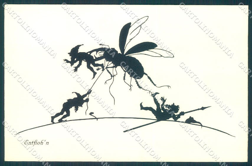Artist Signed Josefine Allmayer Gnome Silhouette serie 1-513 Insect pc TW1481 – fronte