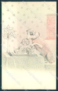 Christmas Dog Writing Telegraph CRAYON SPOTS serie 1560 postcard TW1489 – fronte