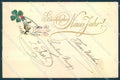 New Year Gnome Pig Four Leaf Clover Relief cartolina postcard TW1493 – fronte