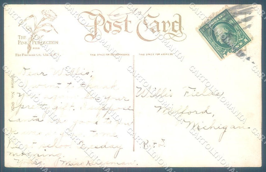 New Year Gnome Bell Relief serie 6829 cartolina postcard TW1501 – retro
