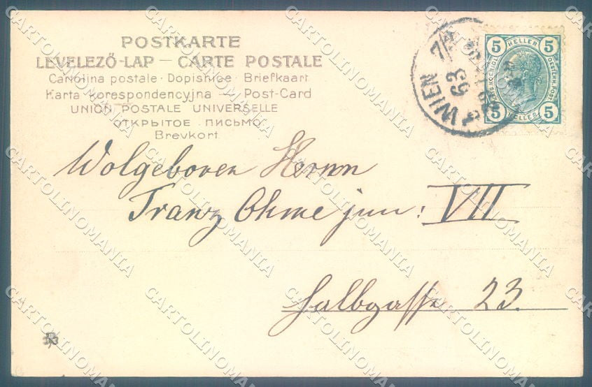 New Year 1905 Pig Four Leaf Clover cartolina postcard TW1521 – retro