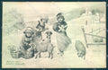 Artist Signed New Year Pig Dog Children VK Vienne 5355 cartolina postcard TW1523 – fronte