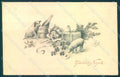 New Year Pig Four Leaf Clover Flower Toasting serie 319 postcard TW1527 – fronte