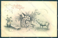 Artist Signed Pig Four Leaf Clover Toasting Mistletoe serie 319 postcard TW1529 – fronte