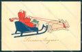 New Year Pig Child Girl Sleigh Relief cartolina postcard TW1535 – fronte