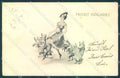 New Year Pig Lady Horseshoe Four Leaf Clover serie 22 cartolina postcard TW1541 – fronte