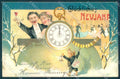 New Year Couple Toasting Dance Pig CORNER CREASE serie 1131 postcard TW1562 – fronte