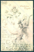 Artist Signed Wichera ? Lady New Year Pig Mushroom MM Vienne pc TW1569 – fronte