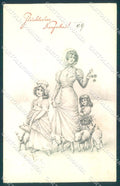 New Year Viennoise Lady Girl Pig serie 2572 SOFT CREASE postcard TW1577 – fronte
