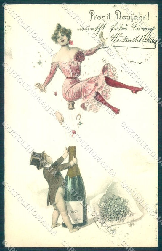 Artist Signed Zasche Toasting Lady Pig Luck Theo Stroefer 205-11 pc TW1578 – fronte