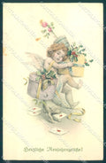 Artist Signed Rossler Cupid Pig Christmas MM Vienne 401 CORNER CREASED pc TW1579 – fronte