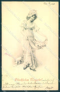 Artist Signed Girl Pig Viennoise MM Vienne 194 SOFT CREASE postcard TW1585 – fronte