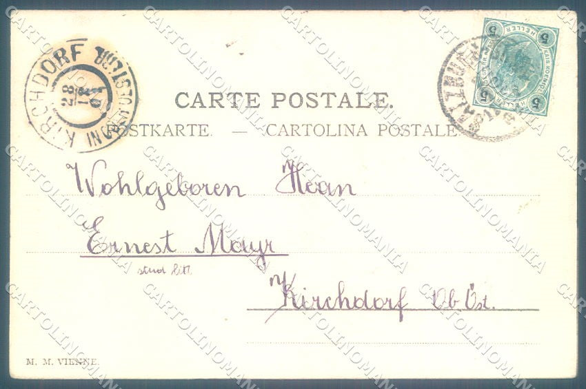 Artist Signed New Year Viennoise Lady Pig MM Vienne ABRADED postcard TW1588 – retro