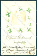 New Year Pig Four Leaf Clover Relief cartolina postcard TW1590 – fronte