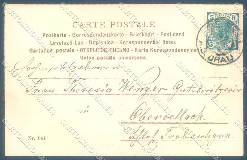Artist Signed New Year Viennoise Lady Pig serie 841 cartolina postcard TW1591 – retro
