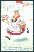 Greetings Augurali Lady Pig Flower WSSB 8123-1 cartolina postcard TW1592 – fronte