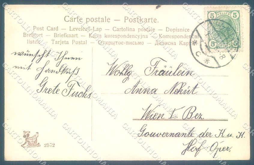 Artist Signed Lady Girl Pig New Year Viennoise serie 2572 postcard TW1593 – retro