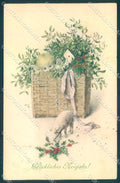 Artist Signed Rossler ? Cupid Pig Mistletoe MM Vienne 288 Viennoise pc TW1595 – fronte