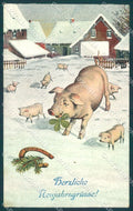 New Year Pig Horseshoe Four Leaf Clover serie 4573-6 postcard TW1610 – fronte