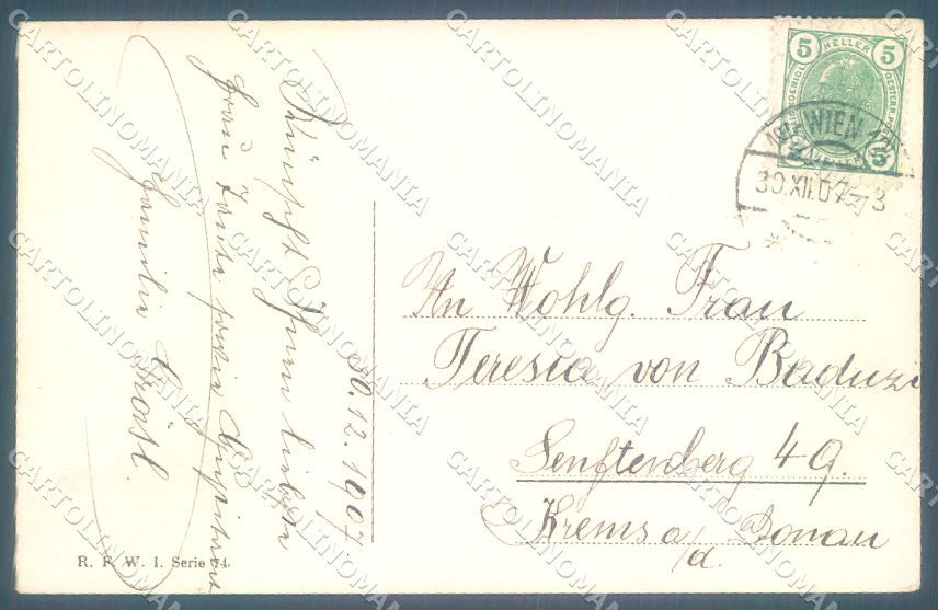Artist Signed New Year Pig Chimney Sweep Boy RFWI serie 74 postcard TW1612 – retro