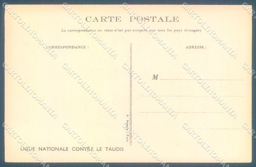 Artist Signed Poulbot Children Pig Contre Taudis cartolina postcard TW1618 – retro