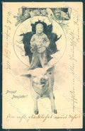 Artist Signed Scolik New Year Pig Chimney Sweep Boy BKWI postcard TW1622 – fronte