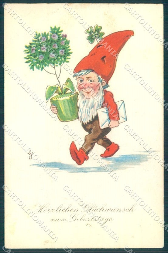 Artist Signed Greetings Gnome Flower serie 337-2 cartolina postcard TW1645 – fronte