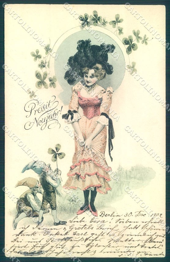 Artist Signed Year Fashion Lady Gnome Four Leaf Clover Stroefer 236 pc TW1649 – fronte