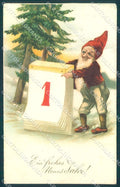 New Year Gnome serie 3890 CORNER CREASES cartolina postcard TW1658 – fronte